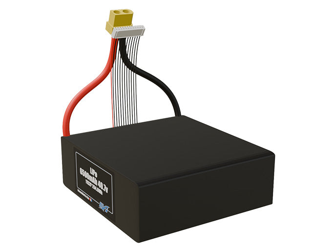 Angled product render of the 6500mAh twenty-two-cell LiPo pack. A lightweight energy source for UAV, drone, and robotic builds.