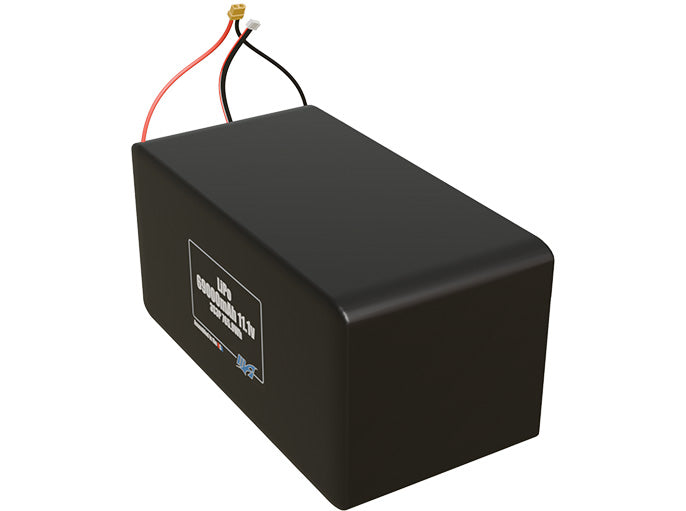 Angled product render of the 69000mAh 9-cell LiPo pack. A lightweight energy source for UAV, drone, and robotic builds.