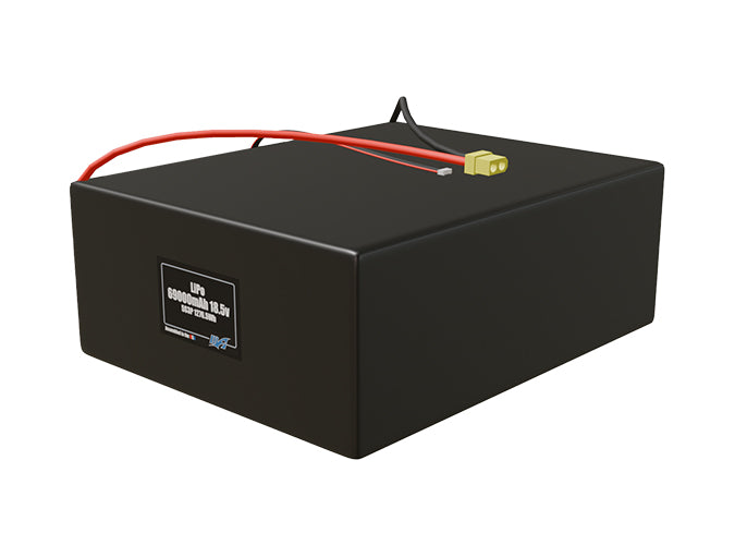 Angled product render of the 69000mAh 15-cell LiPo pack. A lightweight energy source for UAV, drone, and robotic builds.
