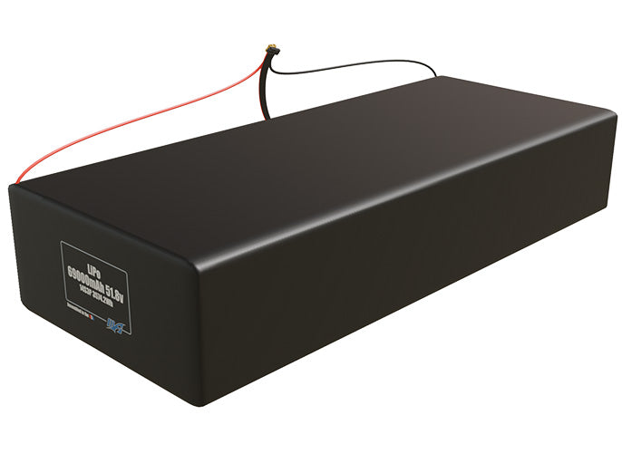 Angled product render of the 69000mAh 42-cell LiPo pack. A lightweight energy source for UAV, drone, and robotic builds.
