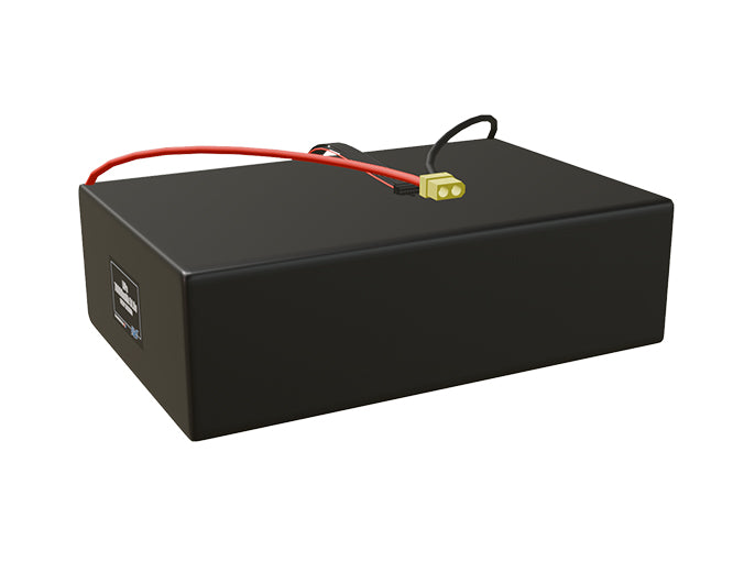 Angled product render of the 70000mAh 28-cell LiPo pack. A lightweight energy source for UAV, drone, and robotic builds.