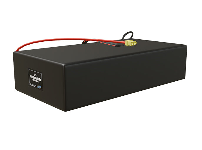 Angled product render of the 70000mAh 36-cell LiPo pack. A lightweight energy source for UAV, drone, and robotic builds.