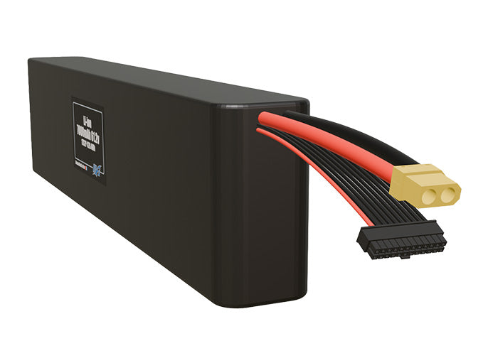 Angled product render of the 7000mAh 34-cell Lithium-ion pack. A lightweight energy source for UAV, drone, and robotic builds.