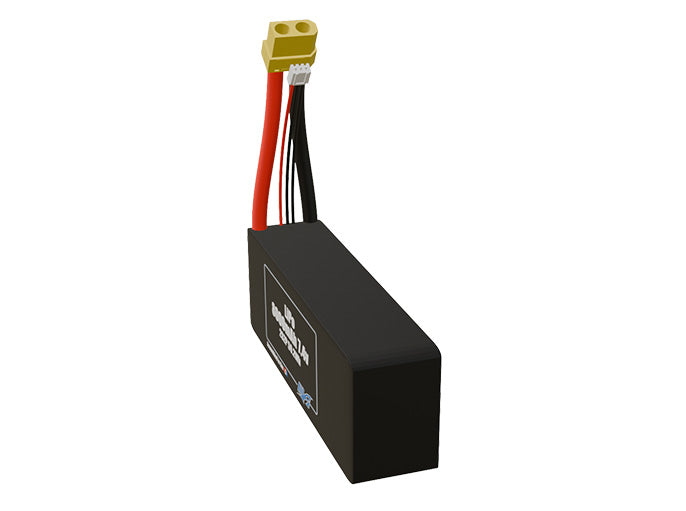 Angled product render of the 8000mAh four-cell LiPo pack. A lightweight energy source for UAV, drone, and robotic builds.