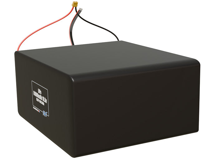 Angled product render of the 81000mAh 15-cell LiPo pack. A lightweight energy source for UAV, drone, and robotic builds.