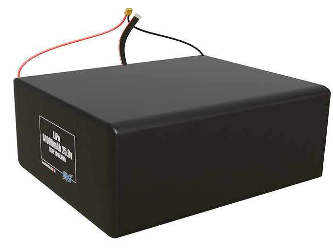 Angled product render of the 81000mAh 21-cell LiPo pack. A lightweight energy source for UAV, drone, and robotic builds.