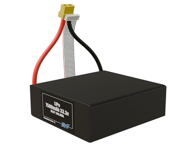 Rendered view of slim 7500mAh LiPo cells, used in UAV and defense-grade robotics projects
