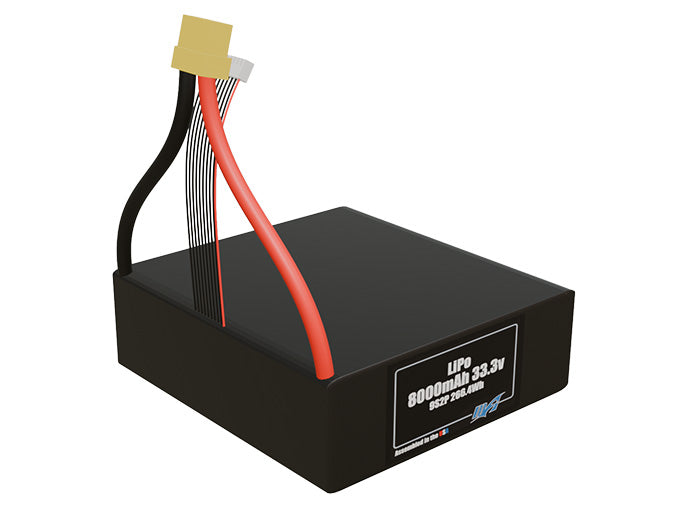 Rendered view of slim 8000mAh LiPo cells, used in UAV and defense-grade robotics projects