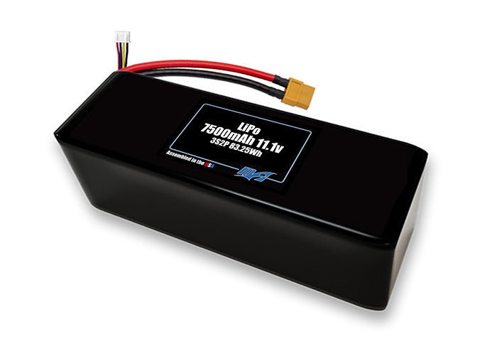 A MaxAmps Graphene LiPo 7500mAh 3S 2P 11.1 volt battery pack