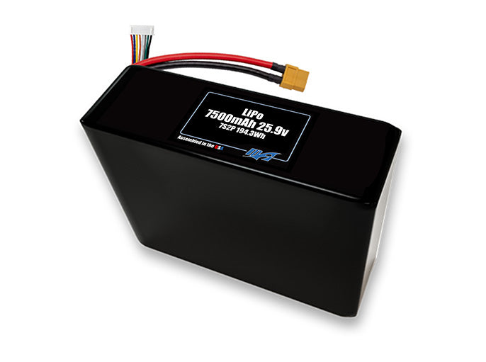 A MaxAmps Graphene LiPo 7500mAh 7S 2P 25.9 volt battery pack