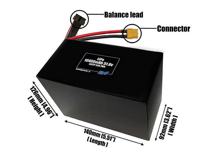 Graphene LiPo 10400mAh 14S2P 51.8v SBS Battery Pack