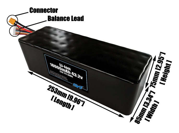 Li-ion 18000mAh 12S4P 43.2v Battery Pack