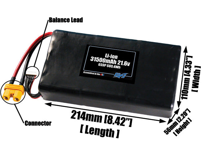 Li-ion 31500mAh 6S9P 21.6v ETE Battery Pack