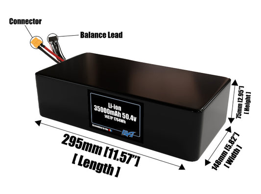Li-ion 35000mAh 14S7P 50.4v Battery Pack with XT90 Anti-Spark Female and 18 pin Molex MicroFit 3.0 Balance Lead
