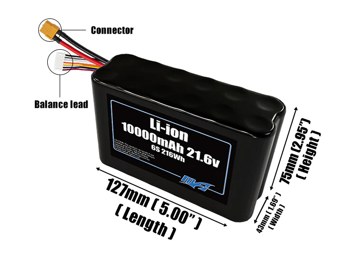 Li-ion 10000mAh 6S2P 21.6v Battery Pack