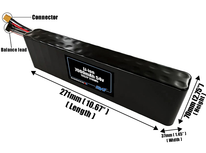 Li-ion 7000mAh 15S2P 54v Battery Pack