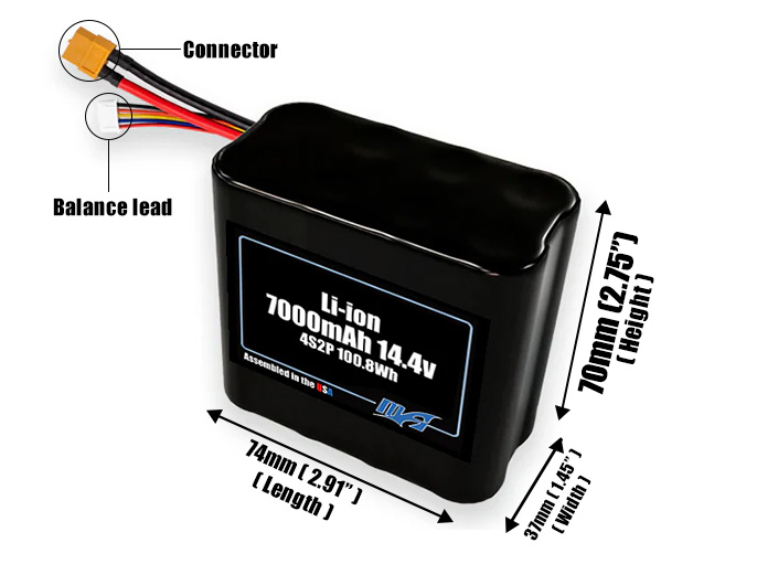 Li-ion 7000mAh 4S2P 14.4v Battery Pack