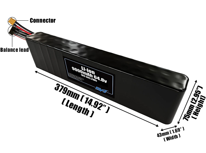 Li-ion 9000mAh 18S2P 64.8v Battery Pack