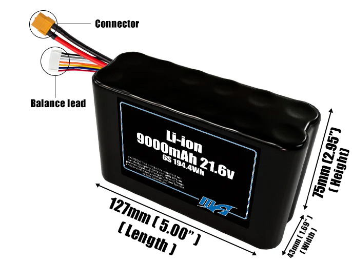 Li-ion 9000mAh 6S2P 21.6v Battery Pack