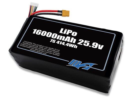 A MaxAmps LiPo 16000mAh 7S 25.9 volt lite battery pack