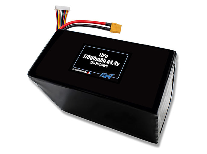 A MaxAmps LiPo 17000mAh 12S 44.4 volt battery pack