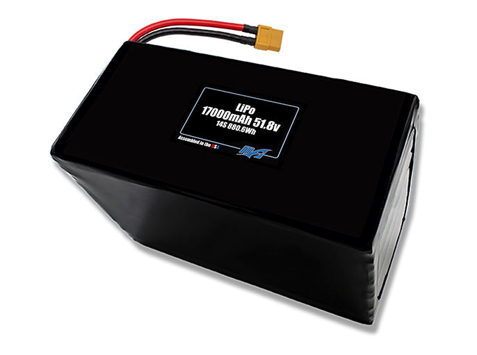 A MaxAmps LiPo 17000mAh 14S 51.8 volt battery pack