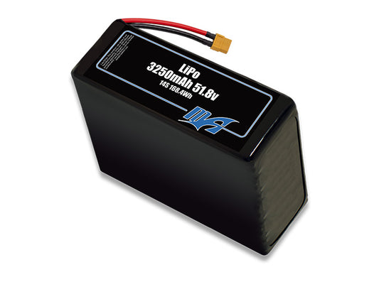 A MaxAmps LiPo 3250mAh 14S 51.8 volt battery pack