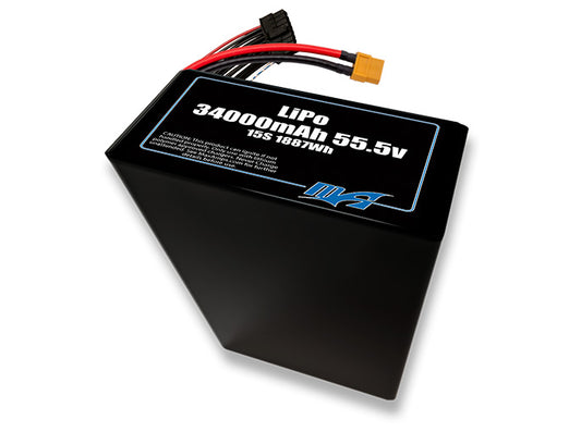 A MaxAmps LiPo 34000mAh 15S 2P 55.5 volt battery pack