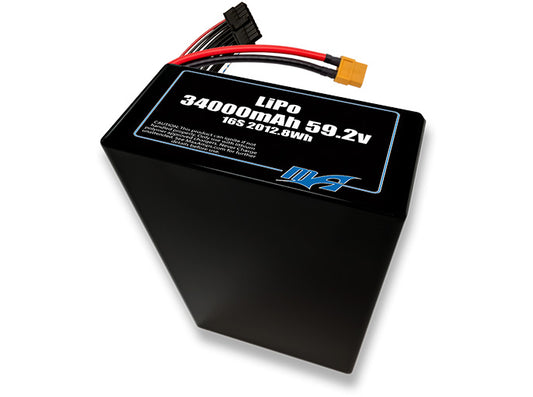 A MaxAmps LiPo 34000mAh 16S 2P 59.2 volt battery pack
