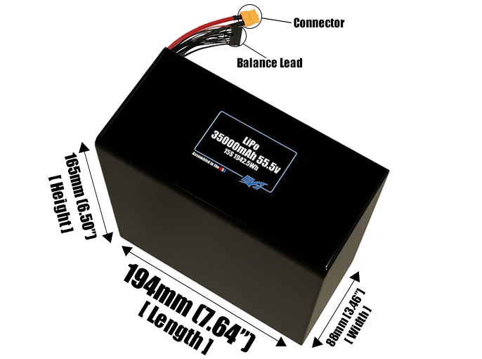 LiPo 35000mAh 15S 55.5v Battery Pack