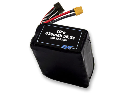 A MaxAmps LiPo 430mAh 15S 55.5 volt battery pack