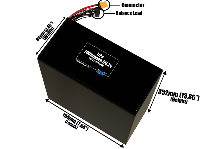 LiPo 70000mAh 16S2P 59.2v Battery Pack