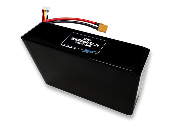 A MaxAmps LiPo 9000mAh 6S 2P 22.2 volt battery pack