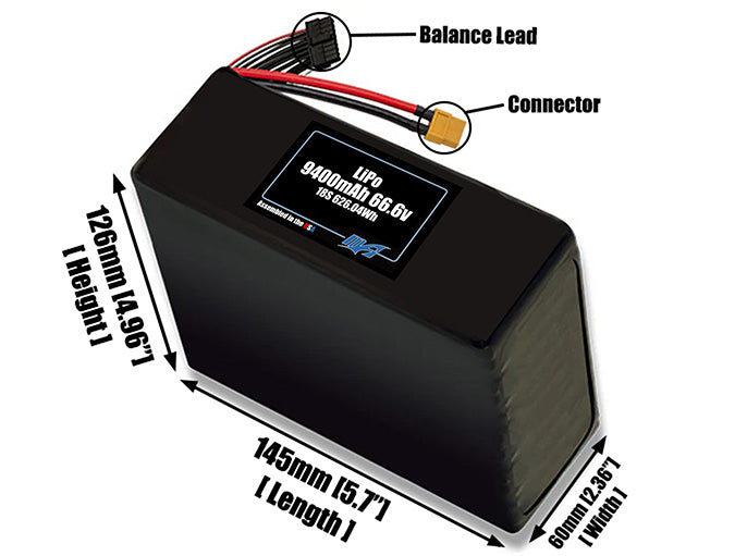 LiPo 9400mAh 18S 66.6v Battery Pack