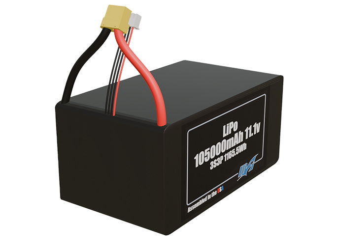 LiPo 105000mAh 3S3P 11.1v Battery Pack