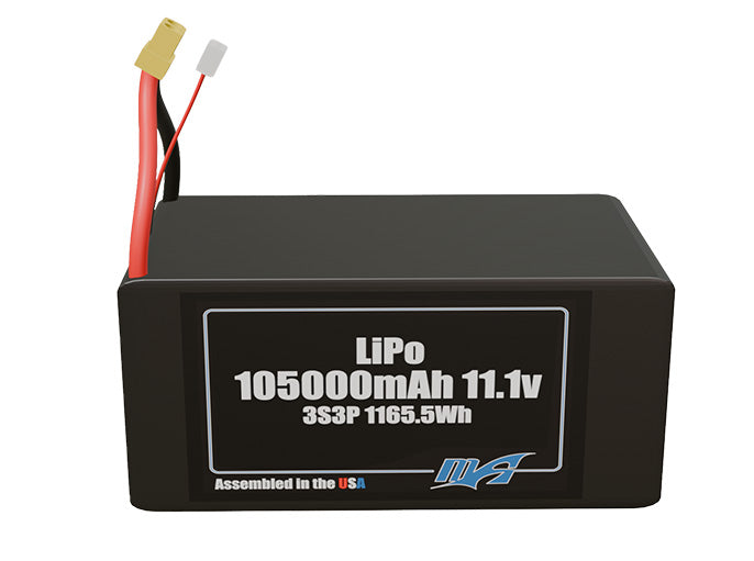 LiPo 105000mAh 3S3P 11.1v Battery Pack