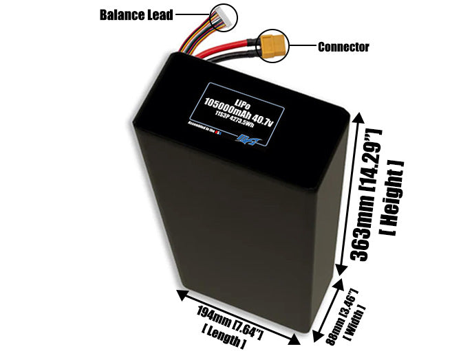 LiPo 105000mAh 11S3P 40.7v Battery Pack