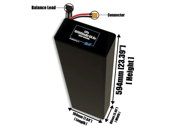 LiPo 105000mAh 18S3P 66.6v Battery Pack