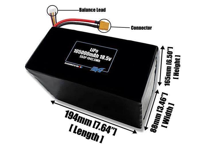 LiPo 105000mAh 5S3P 18.5v Battery Pack
