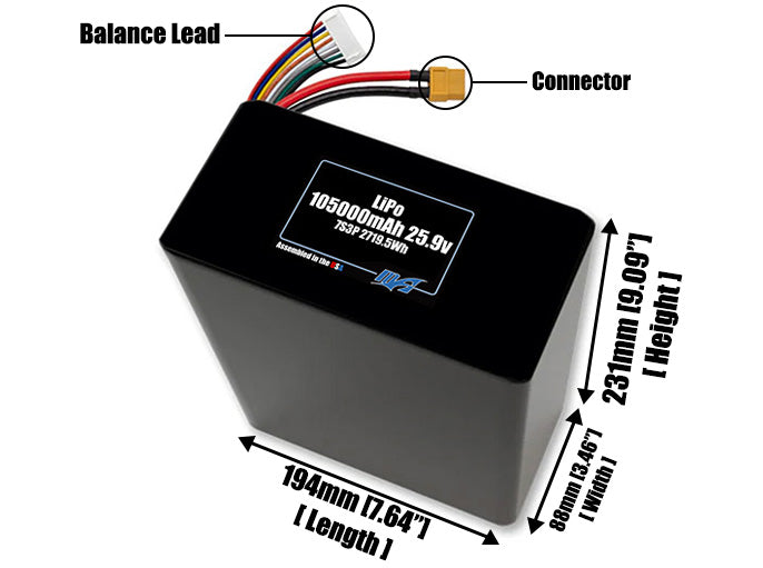LiPo 105000mAh 7S3P 25.9v Battery Pack