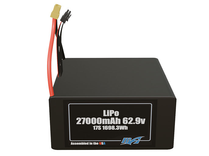 LiPo 27000mAh 17S 62.9v Battery Pack