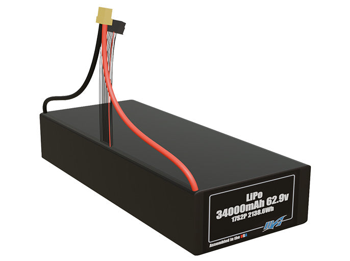 LiPo 34000mAh 17S2P 62.9v Battery Pack