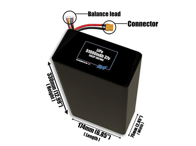LiPo 51000mAh 10S3P 37v Battery Pack