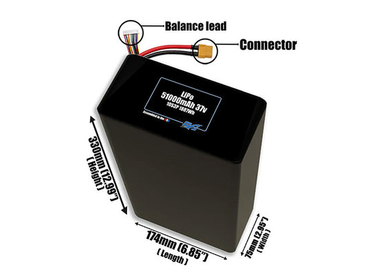LiPo 51000mAh 10S3P 37v Battery Pack