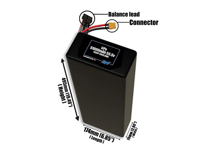 LiPo 51000mAh 15S3P 55.5v Battery Pack