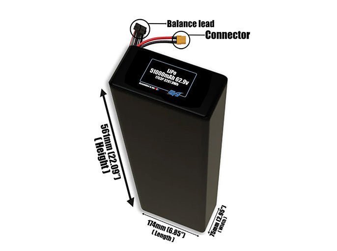 LiPo 51000mAh 17S3P 62.9v Battery Pack