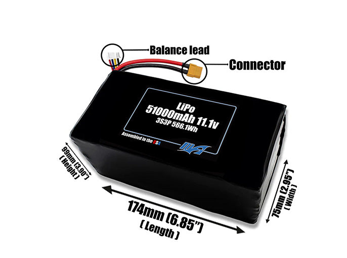 LiPo 51000mAh 3S3P 11.1v Battery Pack