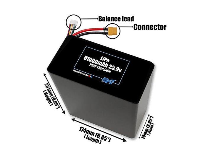 LiPo 51000mAh 7S3P 25.9v Battery Pack