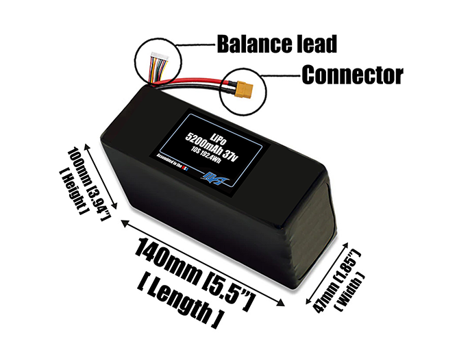Graphene LiPo 5200mAh 10S 37v Battery Pack