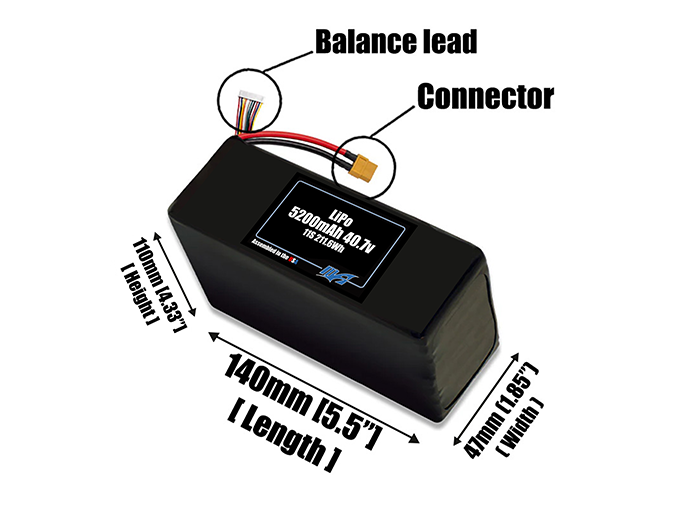 Graphene LiPo 5200mAh 11S 40.7v Battery Pack